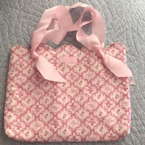 Longaberger Pink and White Hope Tote 9x12